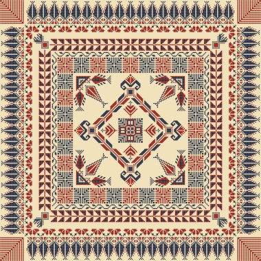 Embroidery Tatreez pattern, Palestinian fashion vector ornament