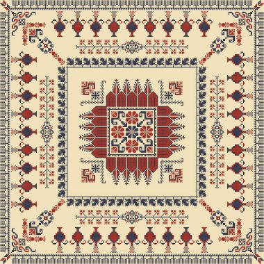 Embroidery Tatreez pattern, Palestinian fashion vector ornament