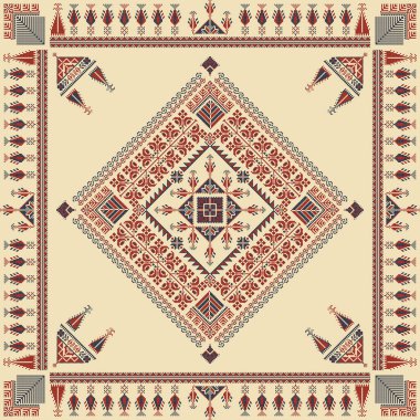 Embroidery Tatreez pattern, Palestinian fashion vector ornament