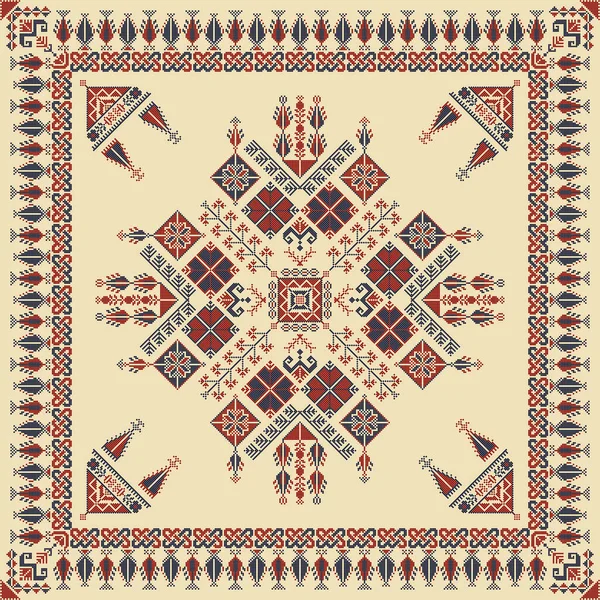 Embroidery Tatreez pattern, Palestinian fashion vector ornament