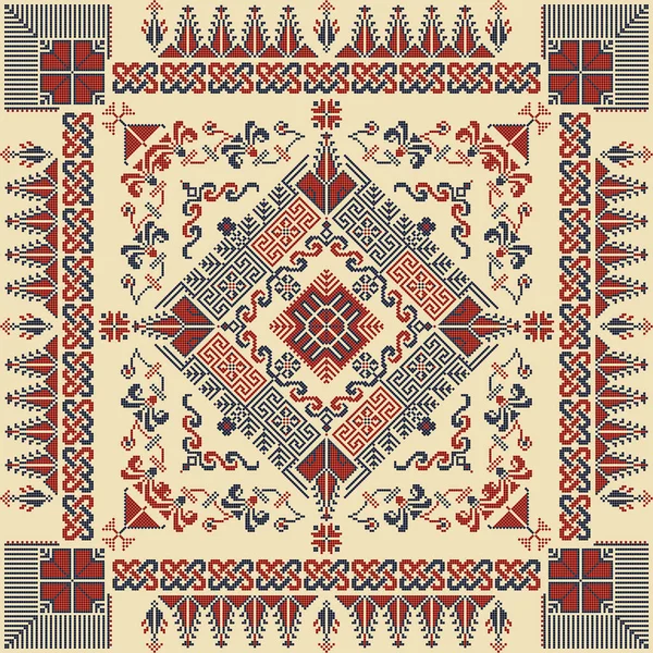 Embroidery Tatreez Pattern Palestinian Fashion Vector Ornament — Image vectorielle