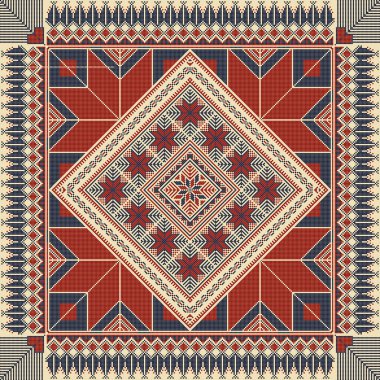 Embroidery Tatreez pattern, Palestinian fashion vector ornament