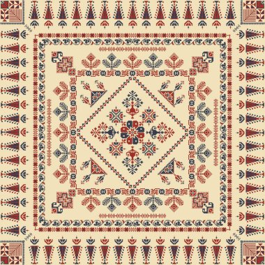 Embroidery Tatreez pattern, Palestinian fashion vector ornament
