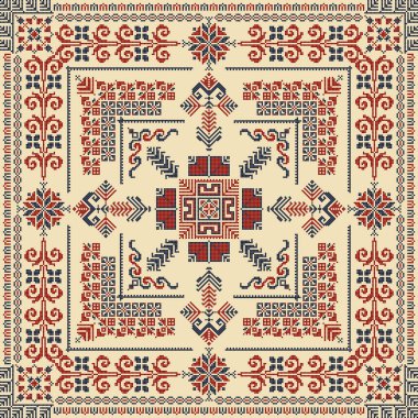 Embroidery Tatreez pattern, Palestinian fashion vector ornament