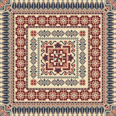 Embroidery Tatreez pattern, Palestinian fashion vector ornament
