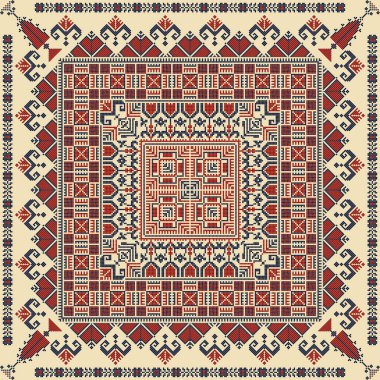 Embroidery Tatreez pattern, Palestinian fashion vector ornament