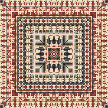 Embroidery Tatreez pattern, Palestinian fashion vector ornament