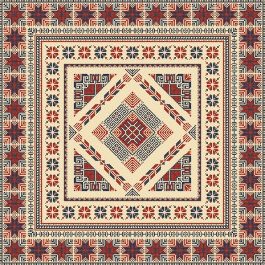 Embroidery Tatreez pattern, Palestinian fashion vector ornament