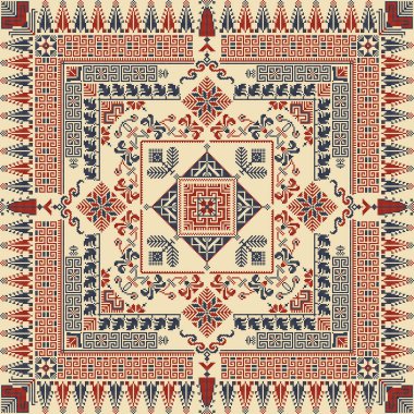 Embroidery Tatreez pattern, Palestinian fashion vector ornament