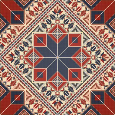 Embroidery Tatreez pattern, Palestinian fashion vector ornament