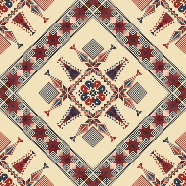 Embroidery Tatreez pattern, Palestinian fashion vector ornament