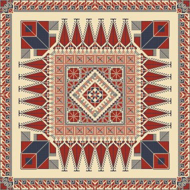 Embroidery Tatreez pattern, Palestinian fashion vector ornament