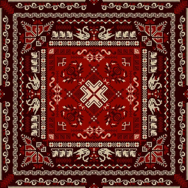 Embroidery Tatreez Pattern Palestinian Fashion Vector Ornament — Stock Vector