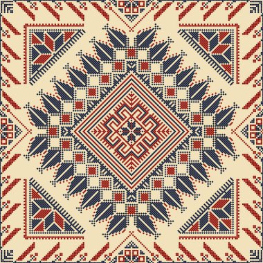 Embroidery Tatreez pattern, Palestinian fashion vector ornament