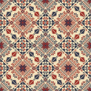 Embroidery Tatreez pattern, Palestinian fashion vector ornament