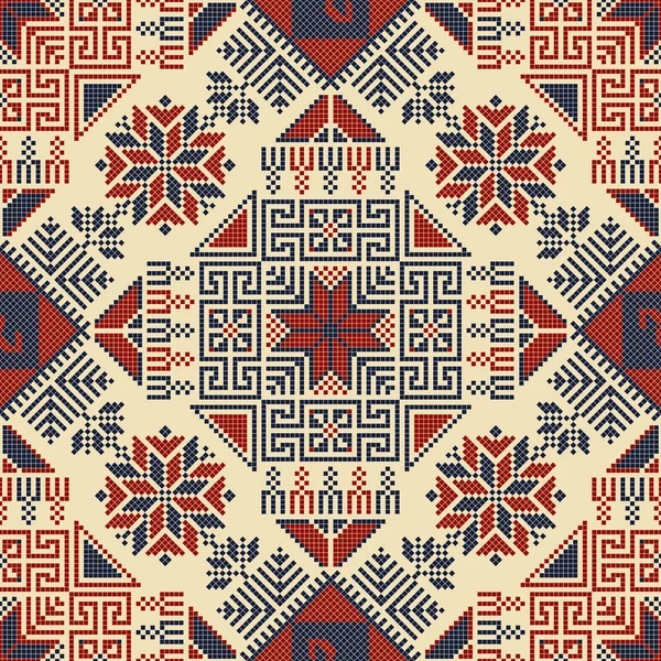 Embroidery Tatreez Pattern Palestinian Fashion Vector Ornament — Vector de stock
