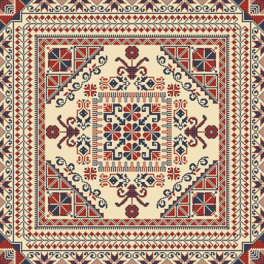 Embroidery Tatreez pattern, Palestinian fashion vector ornament