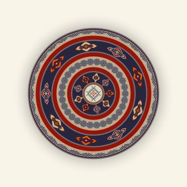 Traditional Berber embroidery round vector symbol
