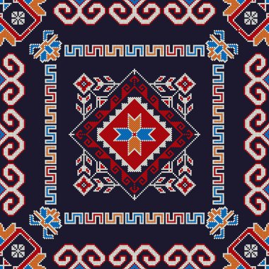 Geleneksel Gürcistan halk sanatı nakış vektör deseni