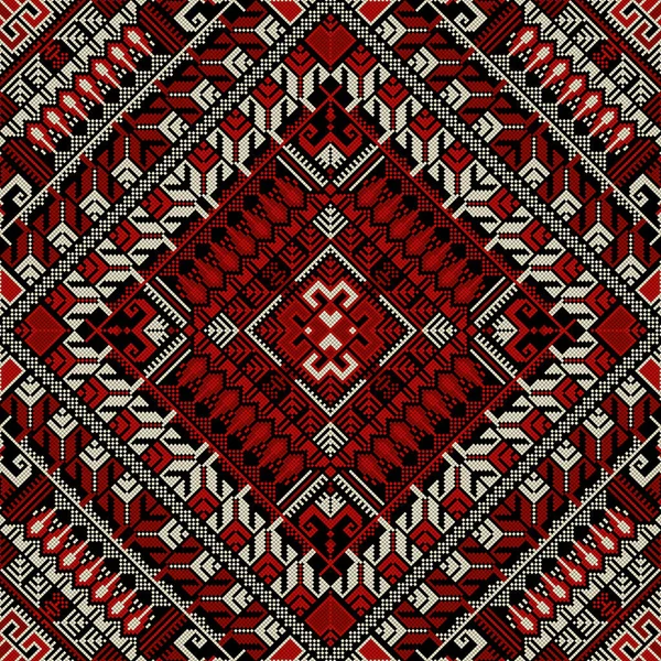 Decorative Palestinian Seamless Pattern Colors Traditional Tatreez Embroidery Vector Illustration — Stok Vektör