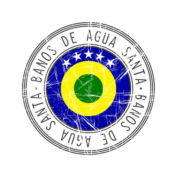 Banos Agua Santa City Timbre Vectoriel Caoutchouc Équatorien Sur Fond — Image vectorielle