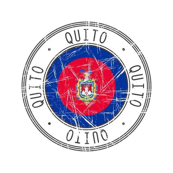 Quito City Timbre Vectoriel Caoutchouc Équatorien Sur Fond Blanc — Image vectorielle