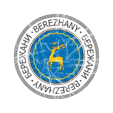 Berezhany Ukrayna şehir vektörü beyaz arka plan üzerine kauçuk damga grunge