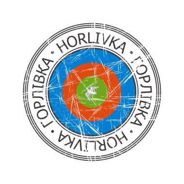 Horlivka Ukrayna şehir vektörü beyaz arka plan üzerinde kauçuk damga grunge