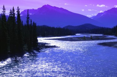 Mountains And A River Jasper National Park Alberta clipart