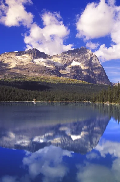 青い曇り空の下の山の湖 — ストック写真