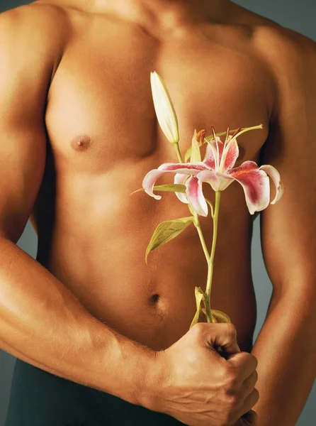 Man With Flowers — Stock Photo, Image