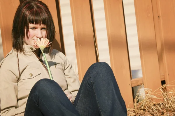 Smelling The Flowers — Stock Photo, Image