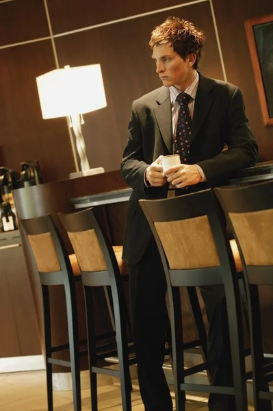 Businessman Waiting With Cup Of Coffee — Stock Photo, Image