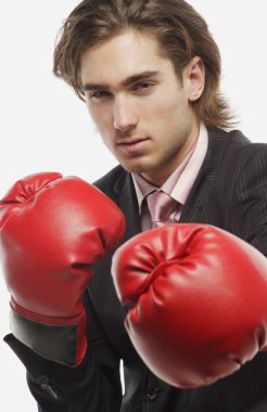 Businessman With Boxing Gloves clipart