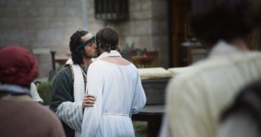 Judas Betrays Jesus With A Kiss clipart