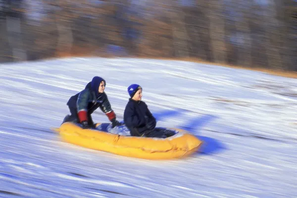 Two Boys On A Raft — Stock Photo, Image