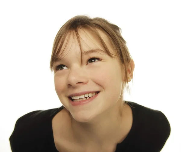 Nahaufnahme Porträt eines lächelnden jungen Mädchens — Stockfoto