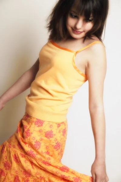 A Girl Twirls Skirt — Stock Photo, Image