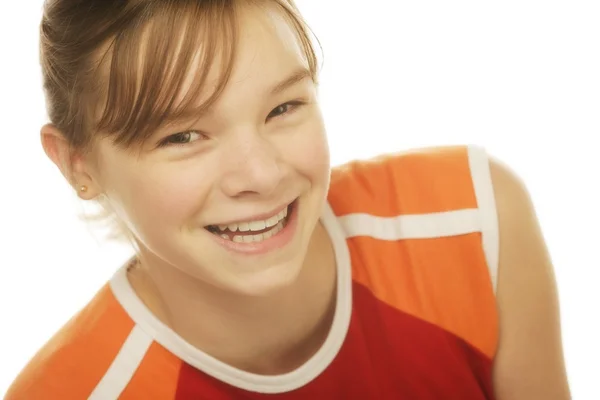 Porträtt av leende ung flicka — Stockfoto