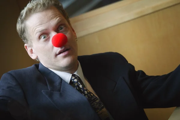 Businessman Wearing Red Nose — Stock Photo, Image