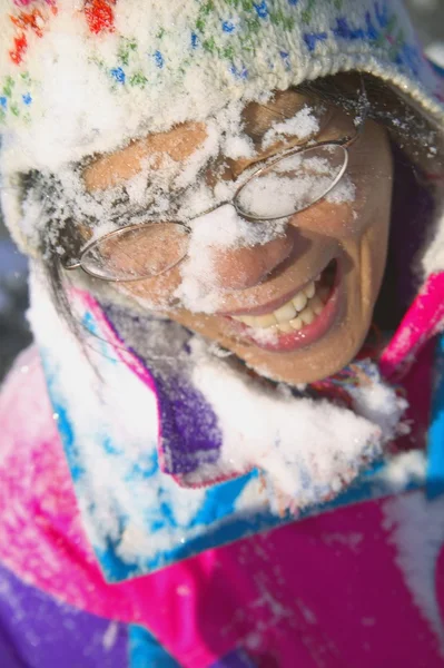 Neve na cara — Fotografia de Stock