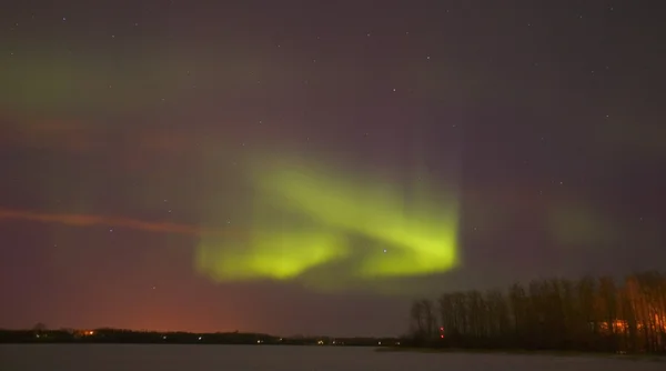 Kuzey ışıkları alberta Kanada — Stok fotoğraf