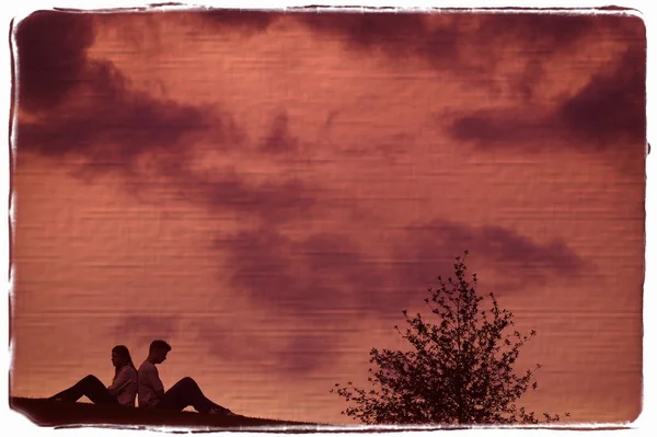 Couple Sitting Back To Back — Stock Photo, Image