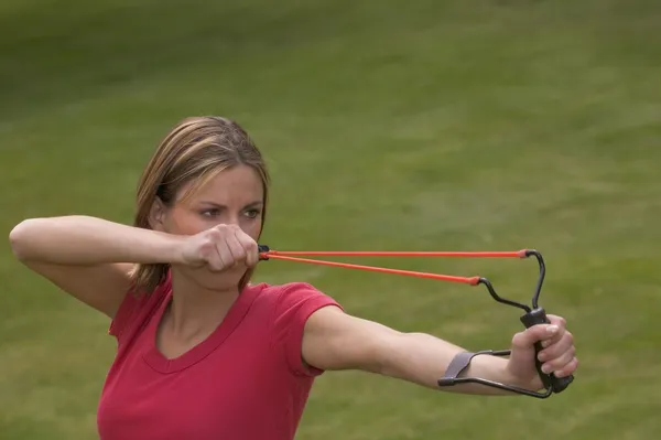 Woman With Slingshot — Stock Photo, Image