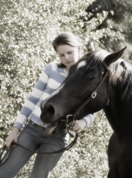 Girl With Horse — Stock Photo, Image
