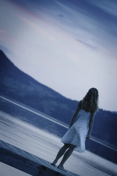 Woman On Pier — Stock Photo, Image