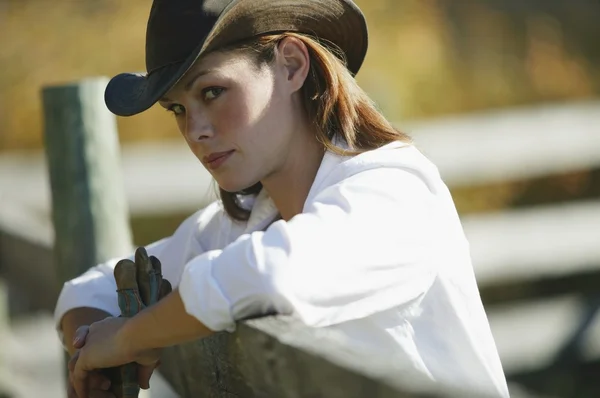 Portret van een cowgirl — Stockfoto