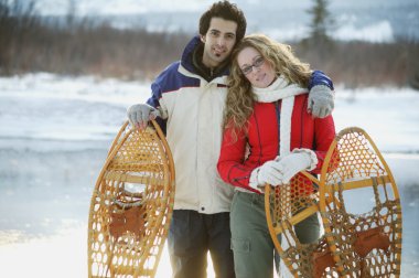 Couple With Snowshoes clipart