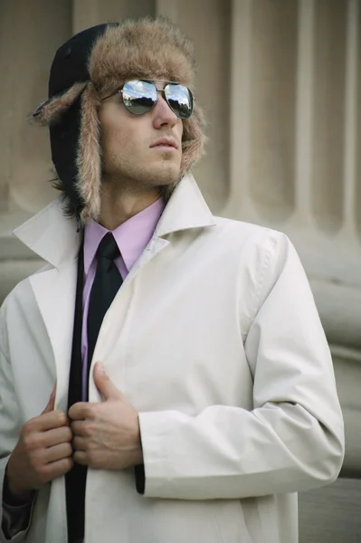 Businessman With Hat And Overcoat — Stock Photo, Image