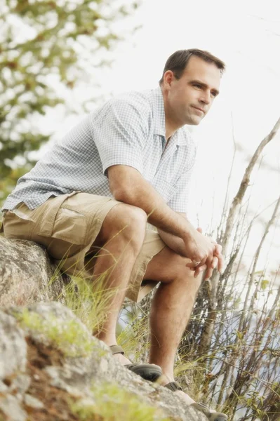 Man Sits Outside — Stock Photo, Image